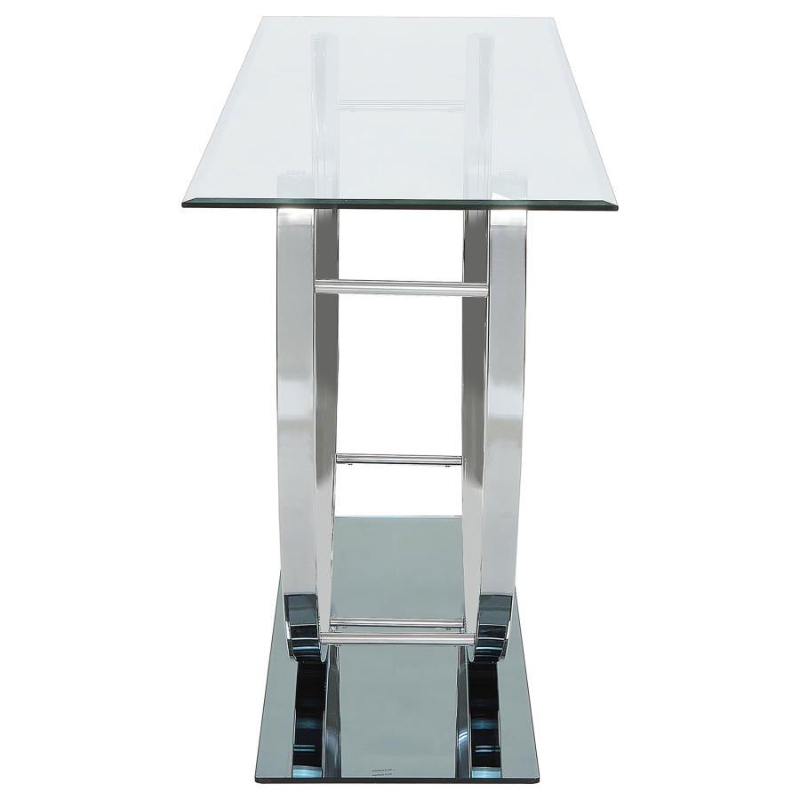 Danville - U - Shaped Glass Top Entryway Console Table - Chrome Console Table modern furniture Contempo Furniture