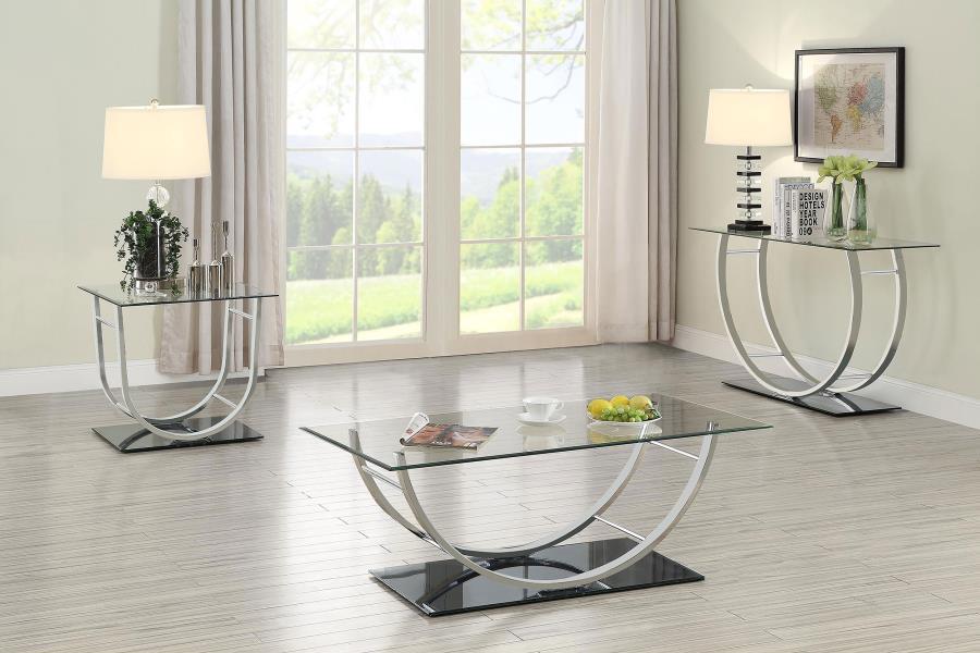 Danville - U - Shaped Glass Top Entryway Console Table - Chrome Console Table modern furniture Contempo Furniture