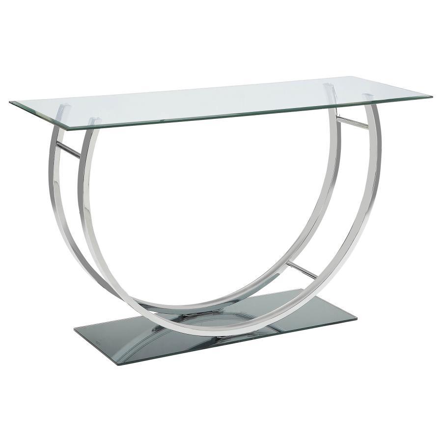 Danville - U - Shaped Glass Top Entryway Console Table - Chrome Console Table modern furniture Contempo Furniture