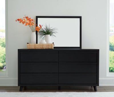 Danziar Dresser and Mirror - Black Dresser &amp; Mirror modern furniture Contempo Furniture
