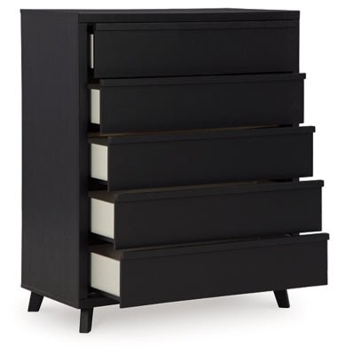 Danziar Wide Chest of Drawers - Black Accent Chest modern furniture Contempo Furniture