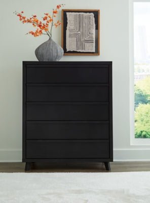 Danziar Wide Chest of Drawers - Black Accent Chest modern furniture Contempo Furniture