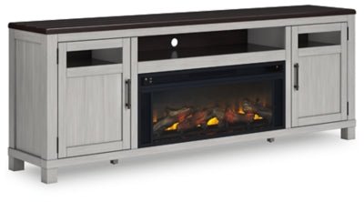 Darborn 88" TV Stand with Electric Fireplace - Dark Gray | Ashley Furniture