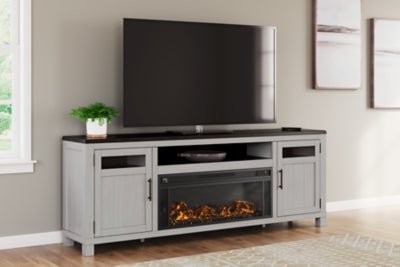 Darborn 88" TV Stand with Electric Fireplace - Dark Gray Fireplace TV Stand modern furniture Contempo Furniture