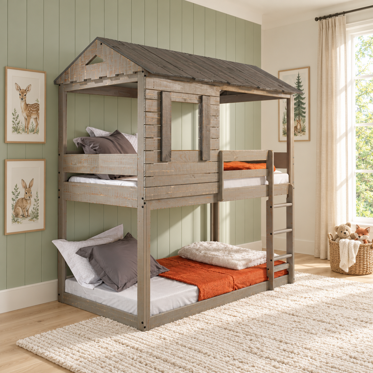 Darlene Twin over Twin Bunk Bed - Rustic Gray