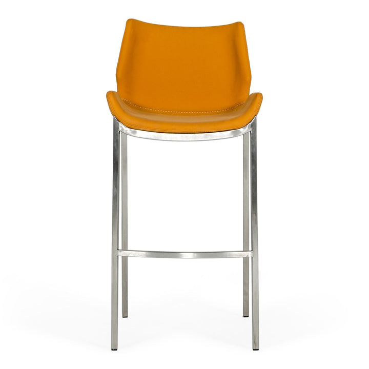 Dave - Modern Orange Leatherette Bar Stool (Set of 2)