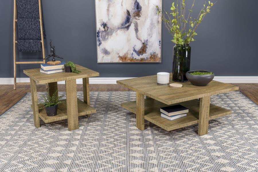 Dawn - 2 Piece Round Coffee And End Table Set - Mango Brown Table Set modern furniture Contempo Furniture