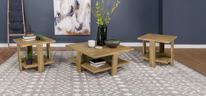 Dawn - 3 Piece Round Coffee And End Table Set - Mango Brown Table Set modern furniture Contempo Furniture