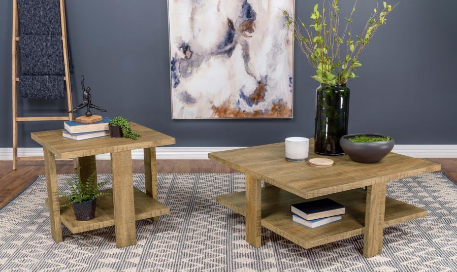 Dawn - Square Engineered Wood End Table - Mango Brown End Table modern furniture Contempo Furniture