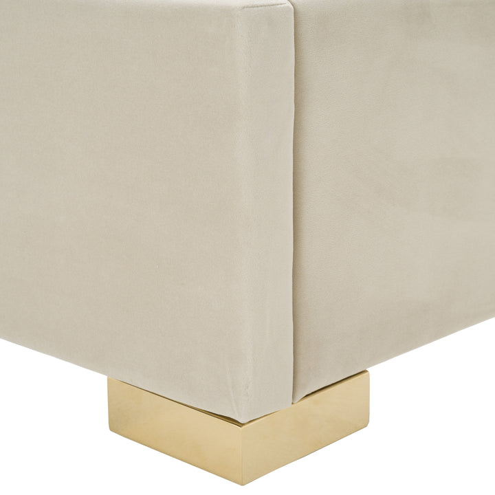 Daystar - Modern Beige Velvet &amp; Gold Bed
