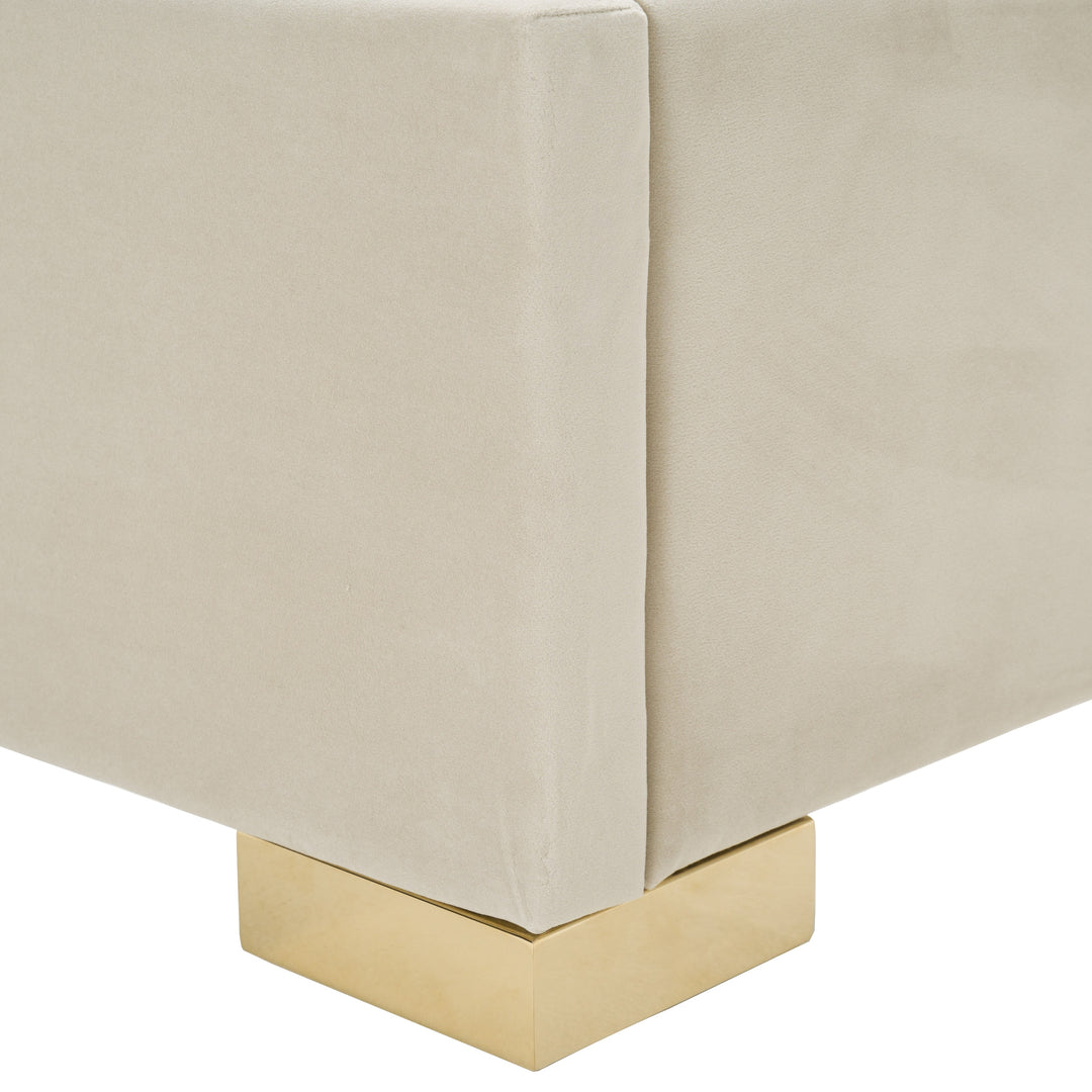 Daystar - Modern Beige Velvet & Gold Bed