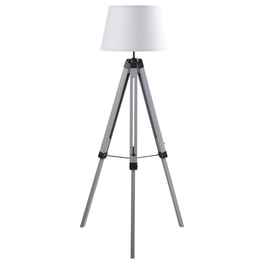 Dayton - Empire Shade Metal Tripod Floor Lamp - Gray Floor Lamps modern furniture Contempo Furniture