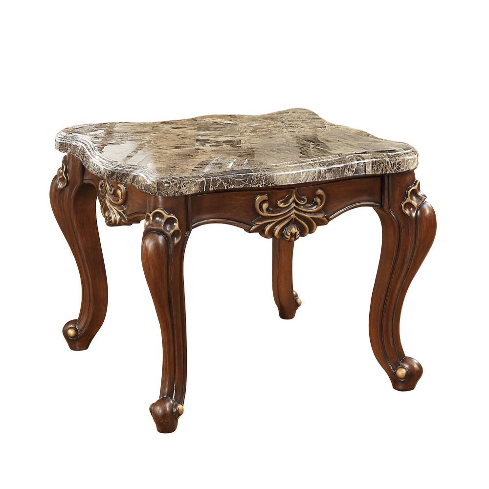 ACME Furniture Shalisa End Table Marble Top & Walnut