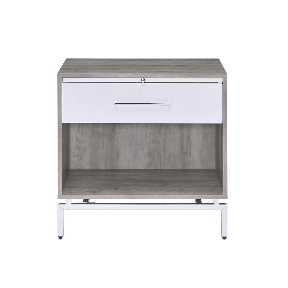 Cistus - Accent Table - Weathered Gray Oak & White