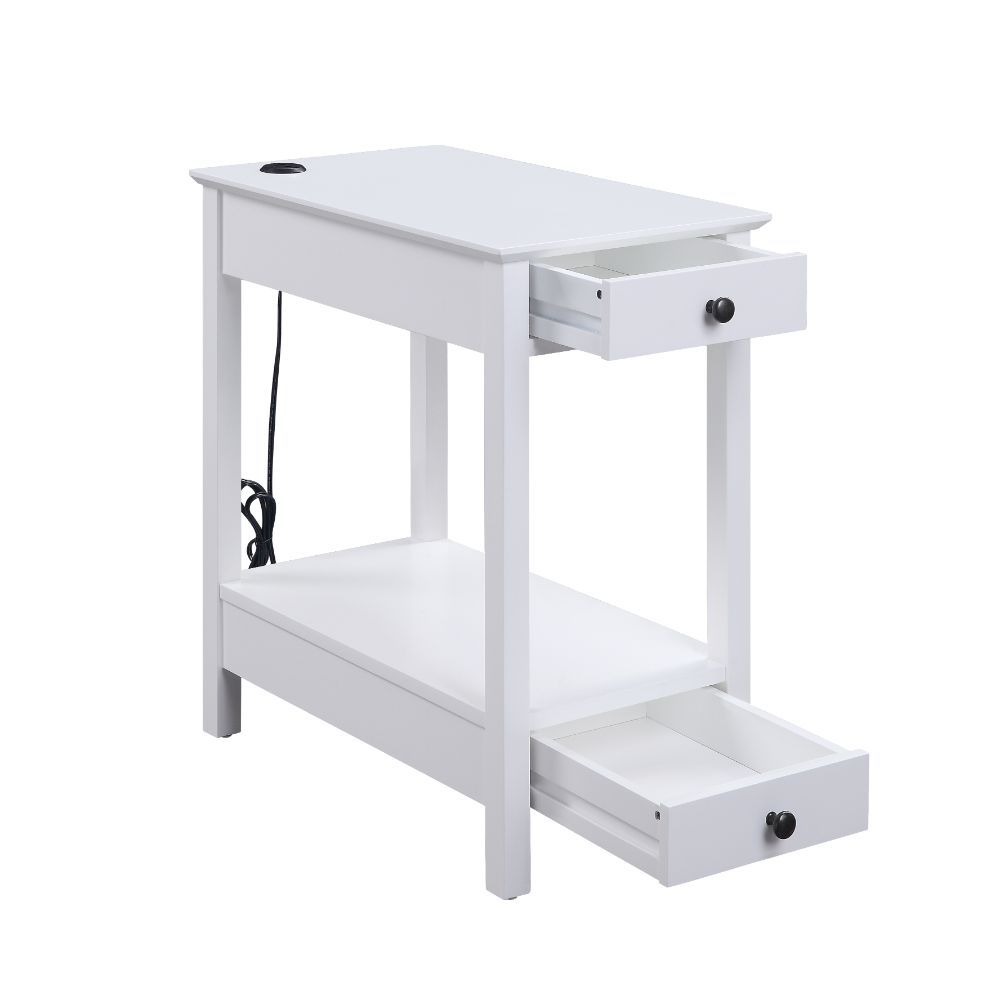 Byzad - Accent Table With USB - White