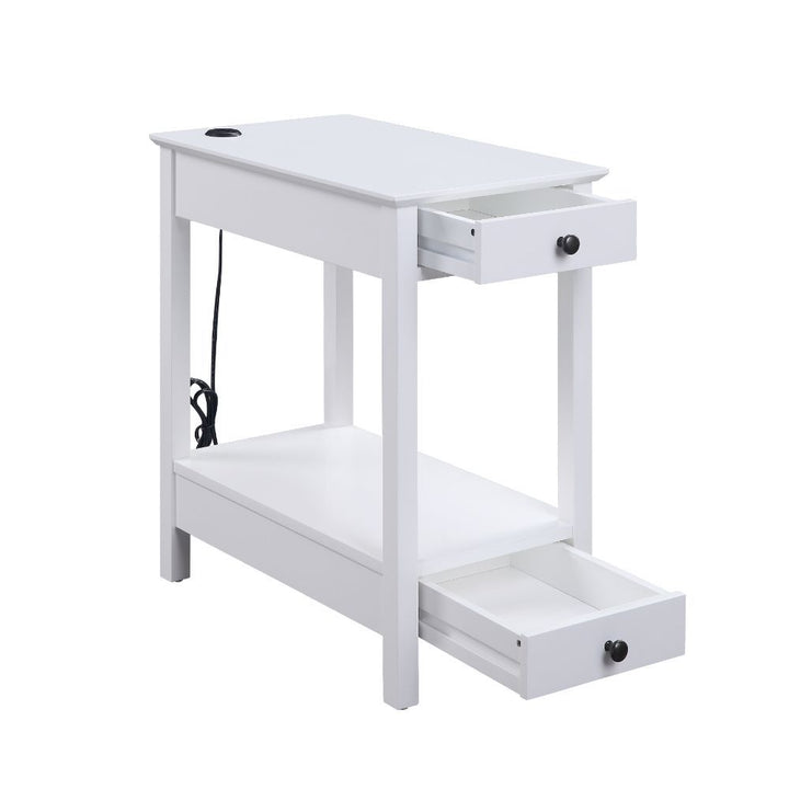 Byzad - Accent Table With USB - White