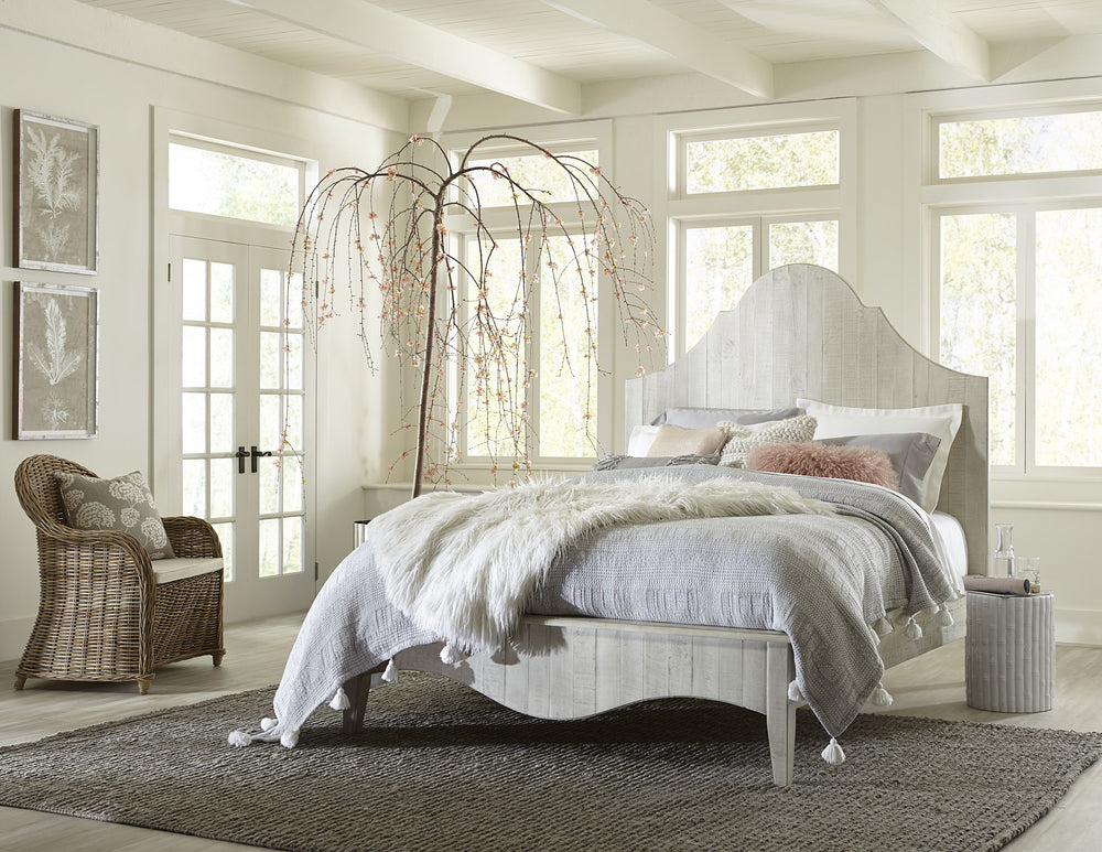 Modus Furniture 2G43A6 Ella Solid Wood Scroll Bed In White Wash