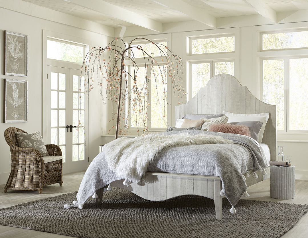 Modus Furniture 2G43A6 Ella Solid Wood Scroll Bed In White Wash
