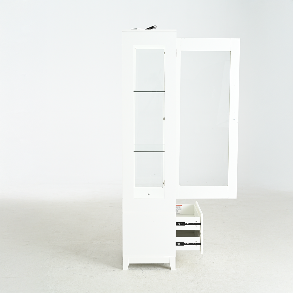 modern-upholstered-glass-display-cabinet-with-adjustable-led-light-in-white