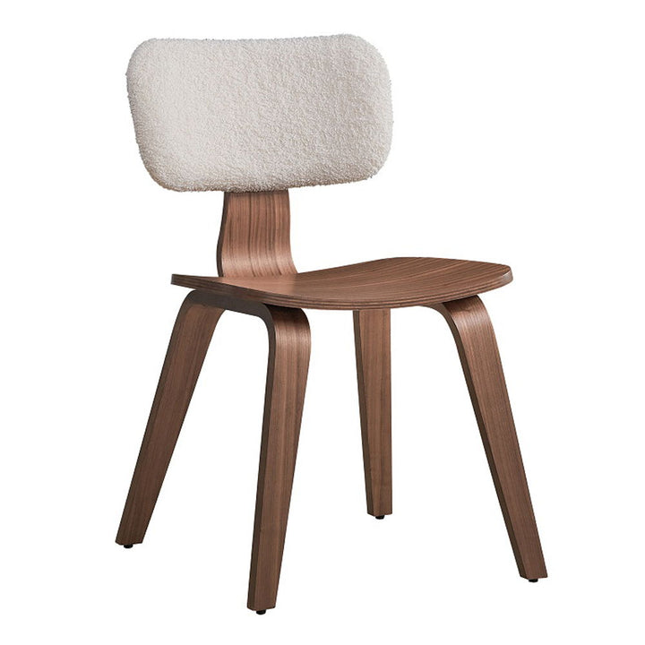 Casson - Side Chair Set of 2) - White Boucle & Walnut