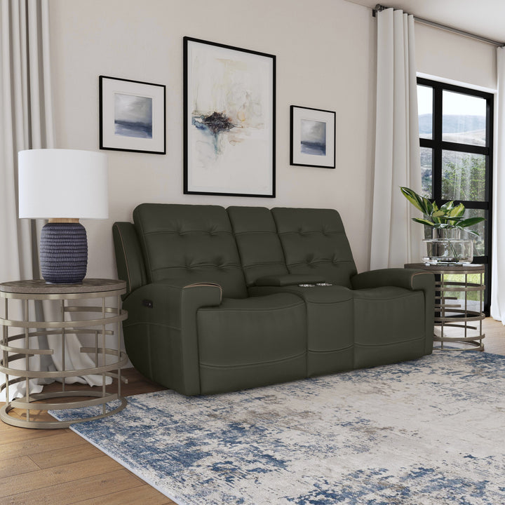 Iris Power Reclining Loveseat With Console &amp; Power Headrests Charcoal