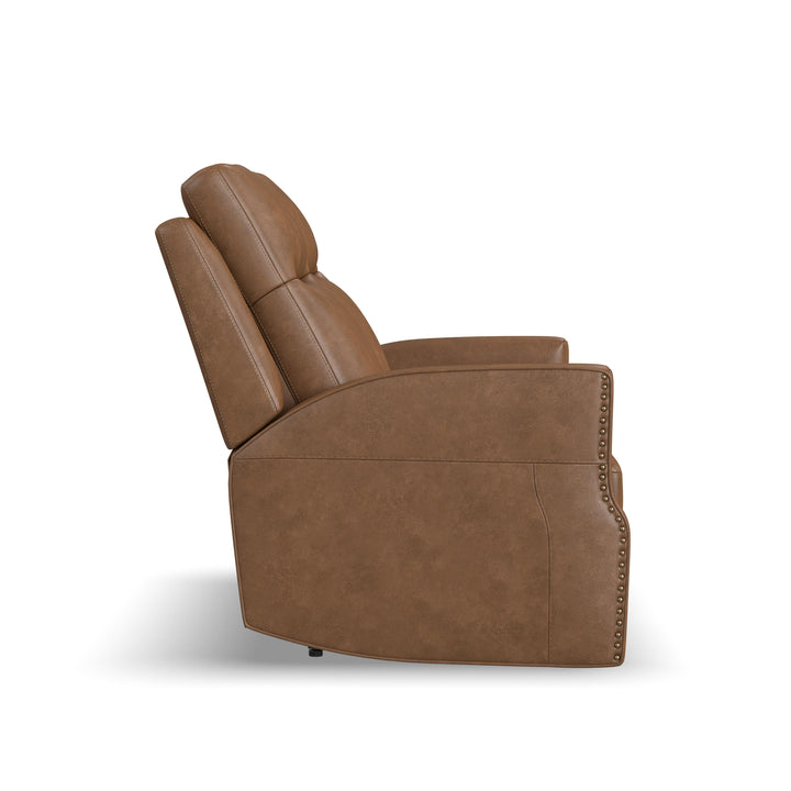 Maxwell Leather Power Reclining Loveseat with Power Headrests and Lumbar in Cedar