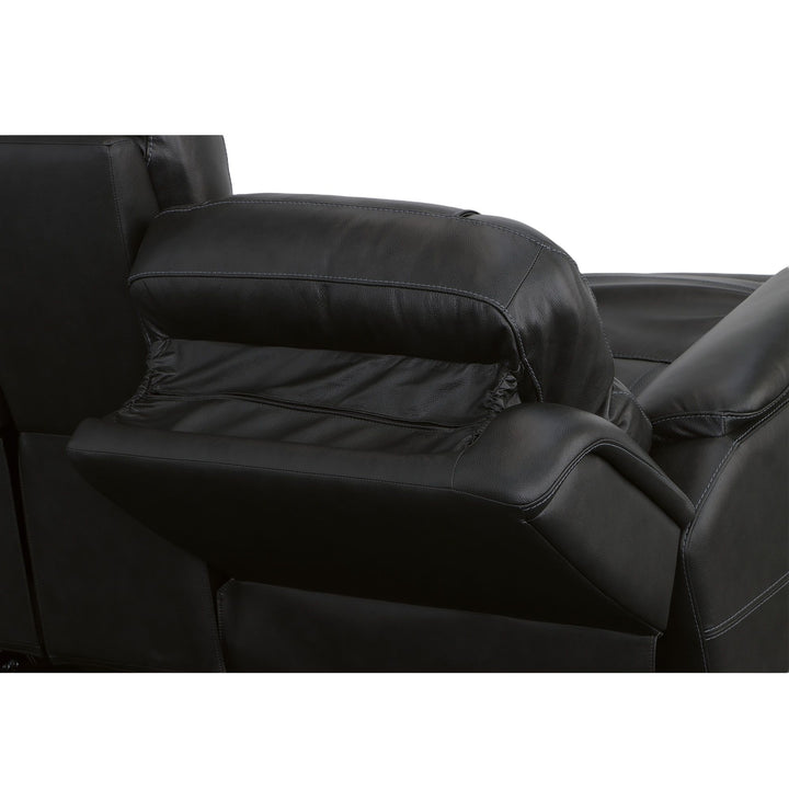 Crew Leather Power Reclining Loveseat with Console, Power Headrests &amp; Lumbar in Raven