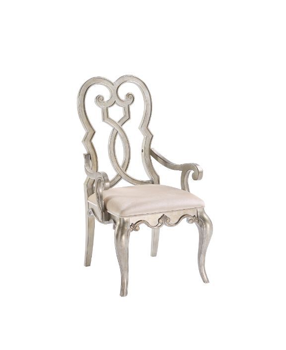 Esteban - Arm Chair Set of 2) - Ivory Velvet & Antique Champagne