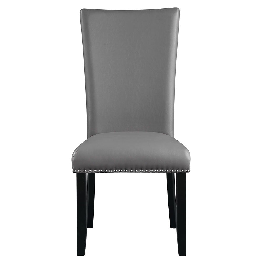 Caralin - Side Chair Set of 2) - Gray Synthetic Leather & Black