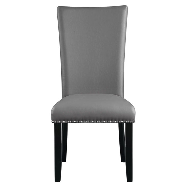 Caralin - Side Chair Set of 2) - Gray Synthetic Leather & Black
