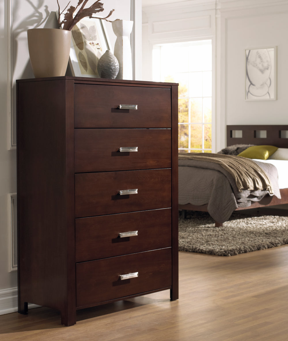 Modus Furniture Rv2684 Riva Five Drawer Chest In Chocolate Brown