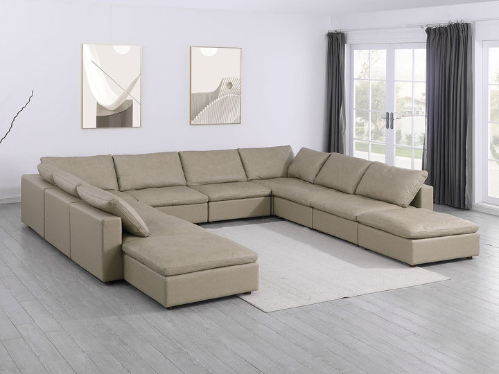 DivanItalia 1100 10-Piece U-Shaped Sectional with Chaise in Top-Grain Italian Leather - Beige