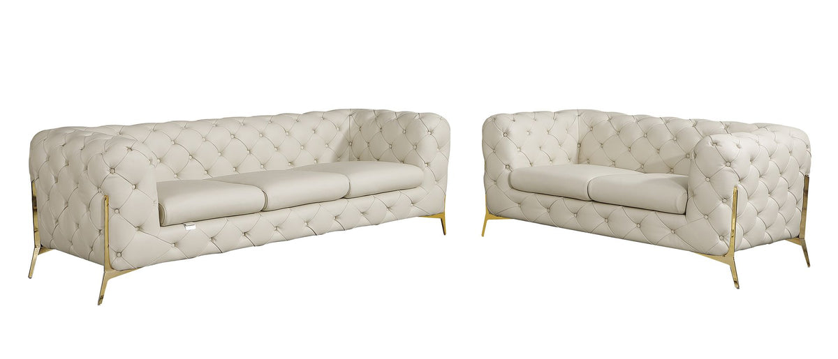 DivanItalia 970 2-Piece Sofa Set in Top-Grain Italian Leather - Cream