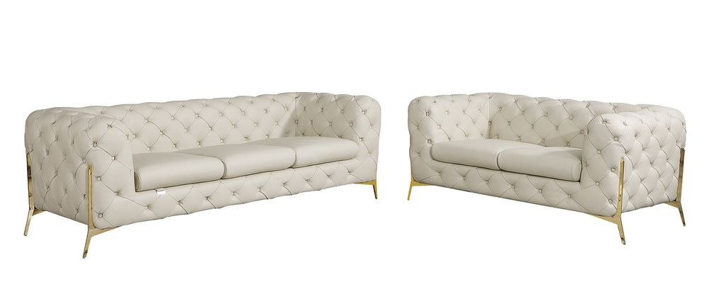 DivanItalia 970 2-Piece Sofa Set in Top-Grain Italian Leather - Cream