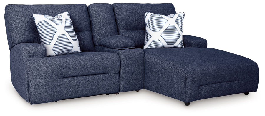 Acklen Place - 3-Piece Power Reclining Sectional Sofa With Raf Chaise - Navy by Ashley Furniture product image