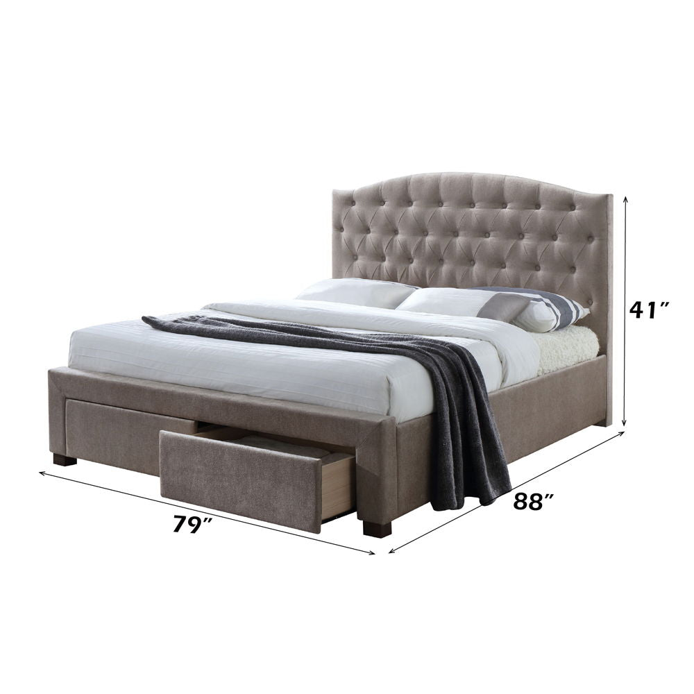 Denise - Eastern King Bed With Storage - Mink Fabric