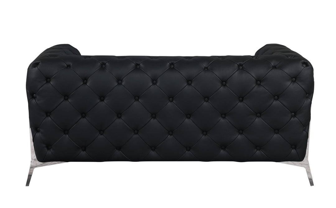 DivanItalia 970 Italian Leather Black Loveseat