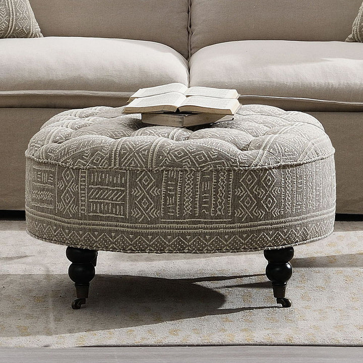 ACME Furniture Upendo Ottoman With Caster Pattern Fabric