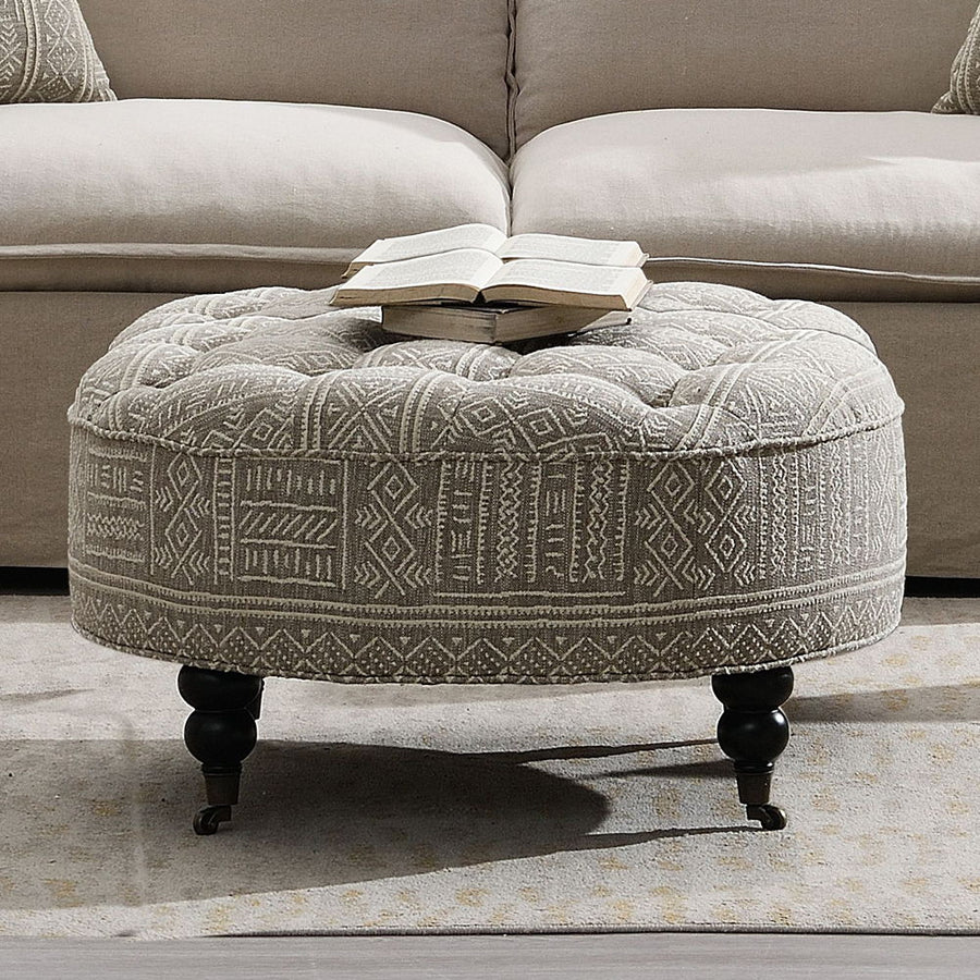 ACME Furniture Upendo Ottoman With Caster Pattern Fabric