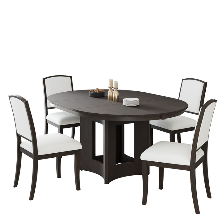farmhouse-extendable-round-dining-table-set-for-5-with-upholstered-chairs-and-16inch-removable-leaf-espresso-beige