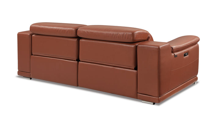 DivanItalia 9762 Top Grain Italian Leather Power Reclining Sofa with Adjustable Headrests - Camel