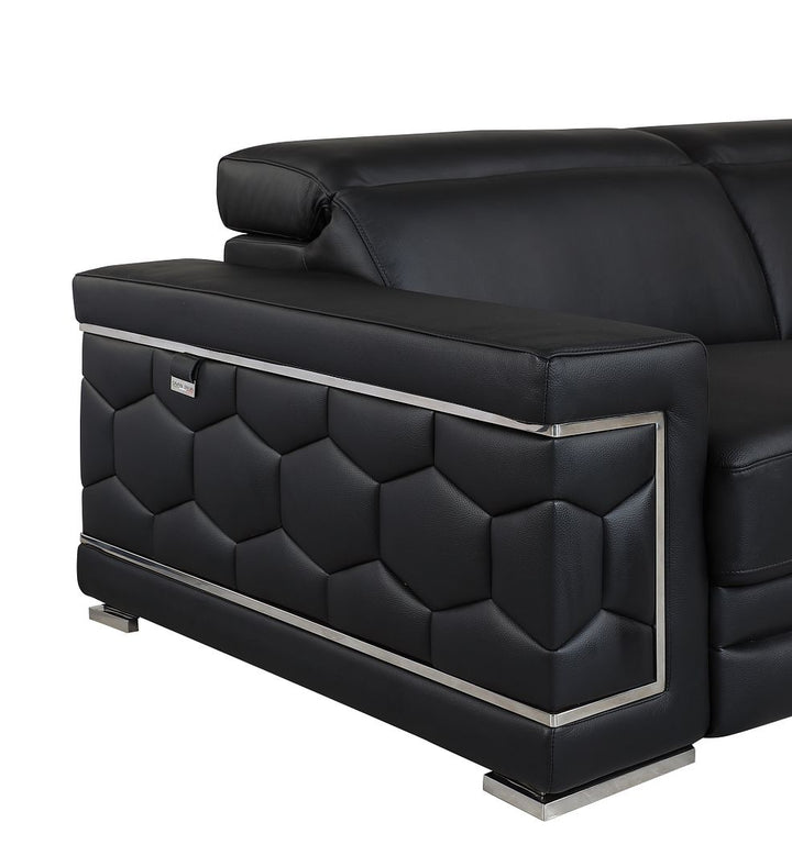 DivanItalia 692 Chair with Adjustable Headrest in Top-Grain Italian Leather - Black