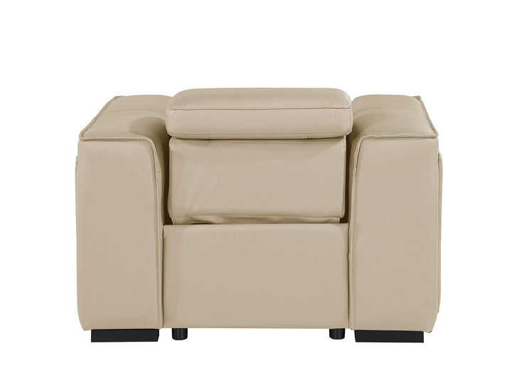 DivanItalia 1224 Top Grain Italian Leather Power Reclining Chair with Power Headrests - Beige