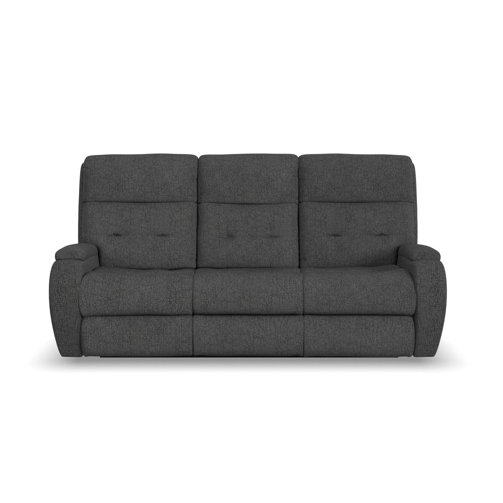 Strait Power Reclining Sofa With Power Headrests Gray