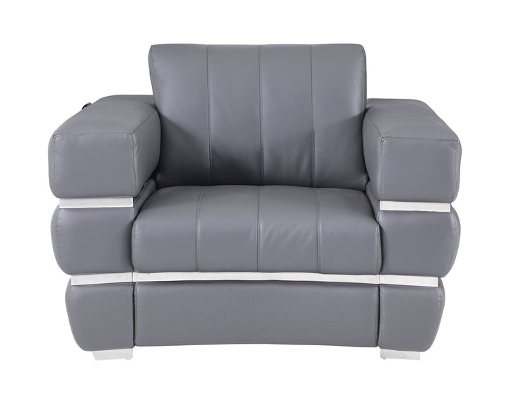 DivanItalia 904 Chair in Top-Grain Italian Leather - Dark Gray