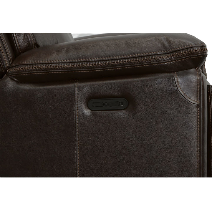Fenwick Leather Power Gliding Recliner with Power Headrest in Dark Chocolate