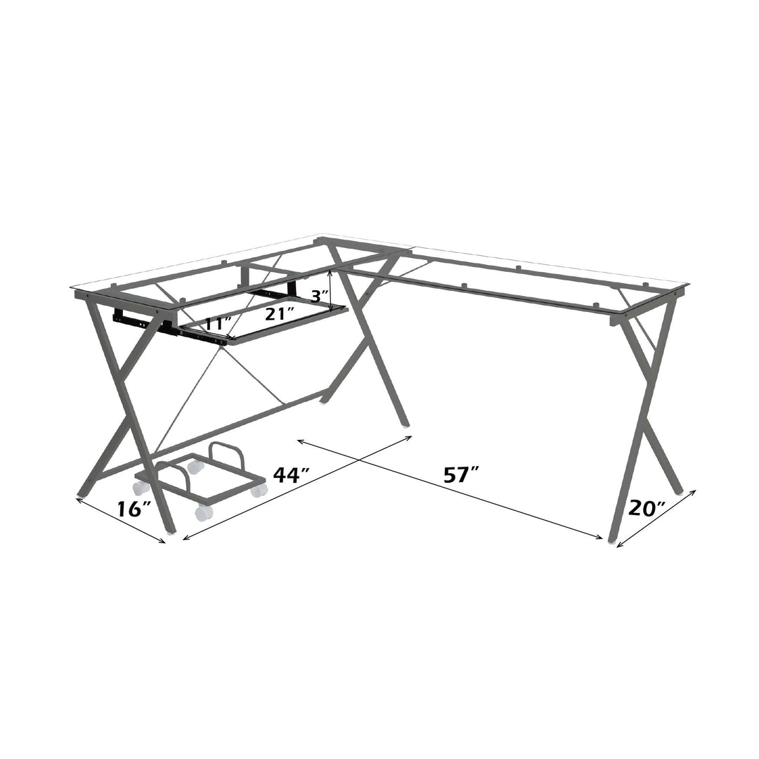 Dazenus - 28" Computer Desk - Clear Glass Top & Silver