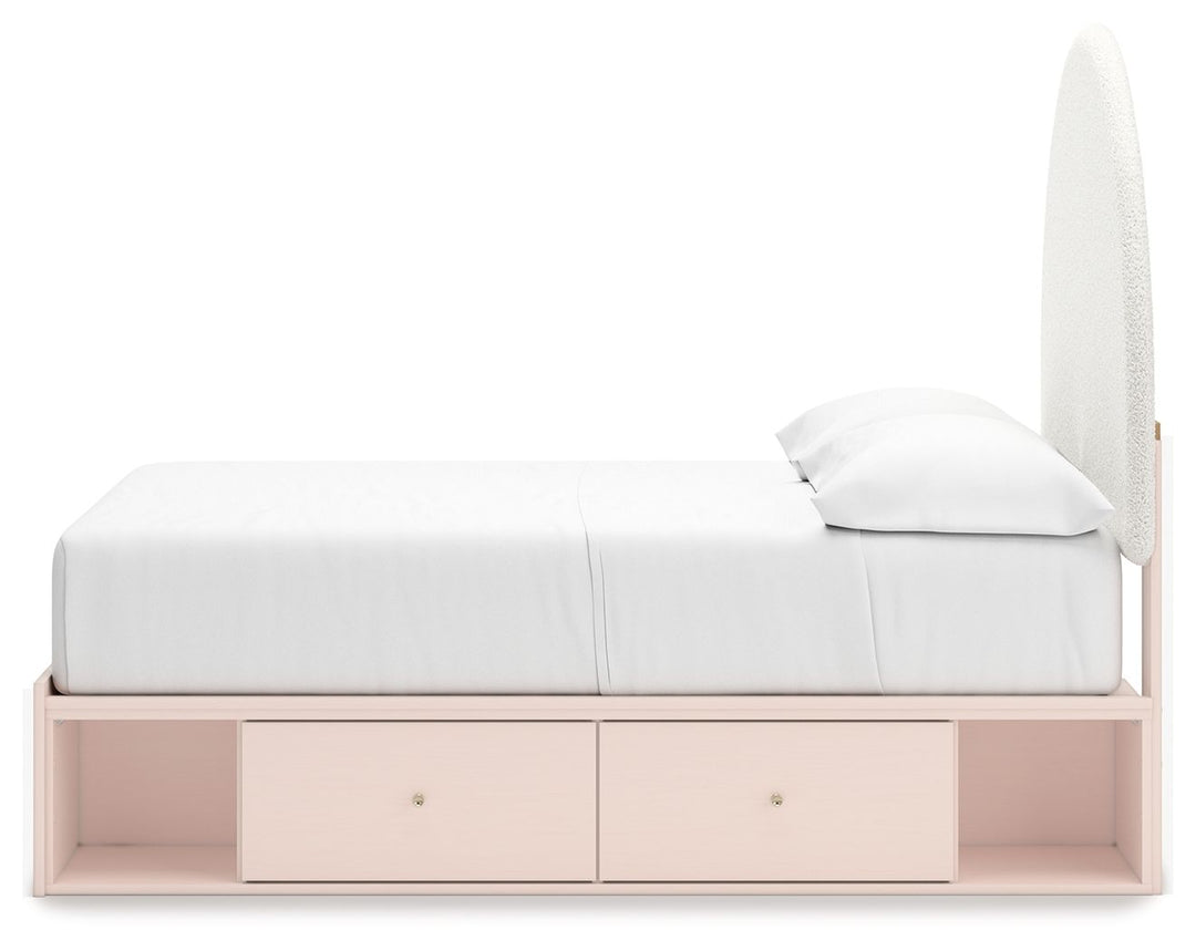 Wistenpine - Full Upholstered Panel Bed With Under Bed Storage - Blush by Ashley Furniture product image