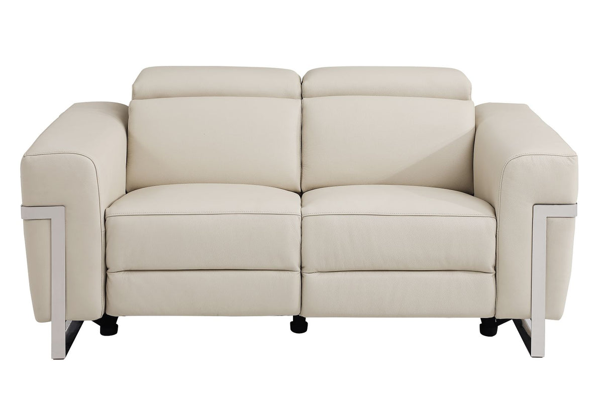 DivanItalia 990 Power Reclining Loveseat with Power Headrest in Top-Grain Italian Leather - Beige
