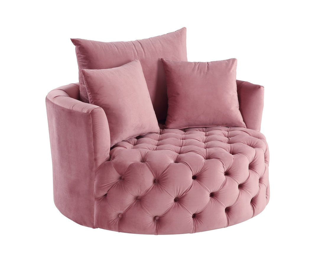 Zunyas - Velvet Accent Chair With Swivel - Pink
